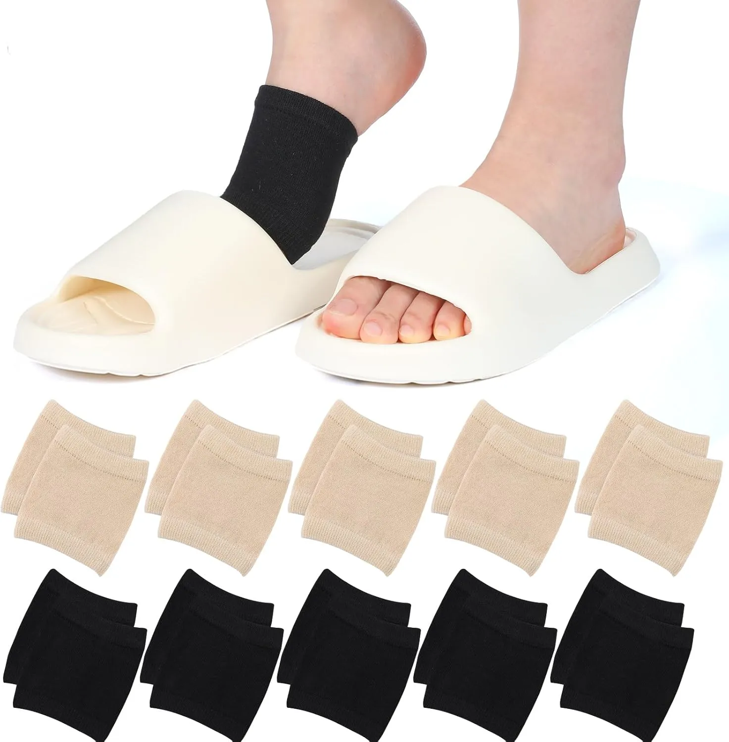 10 Pairs Women's Slide Sandle Sock Open Toe Slide Liner Slipper Shoe Foot Protector No Show Toeless Half Socks