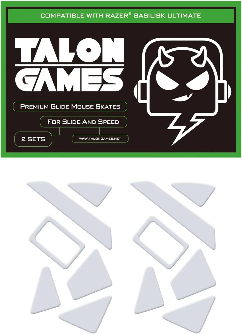 2Sets of TALONGAMES Rounded Curved Edges Mouse Feet Skates Compatible with Razer Basilisk Ultimate Wireless Gaming Mouse Feet Replacement,0.8mm,Pure PTFE Material with Super Smooth Glide Pads
