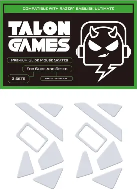 2Sets of TALONGAMES Rounded Curved Edges Mouse Feet Skates Compatible with Razer Basilisk Ultimate Wireless Gaming Mouse Feet Replacement,0.8mm,Pure PTFE Material with Super Smooth Glide Pads