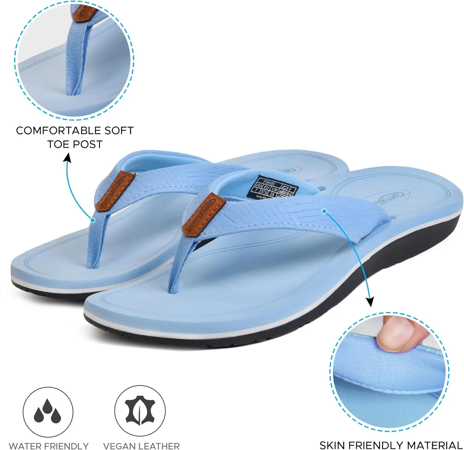 AEROTHOTIC Flip Flops Arch Support Womens  Slip On Recovery Plantar Fasciitis Relief Orthotic Slippers  Lightweight Thong Cushioning Sandals Women  Indoor Outdoor Beach Yoga Mat Footbed Footwear