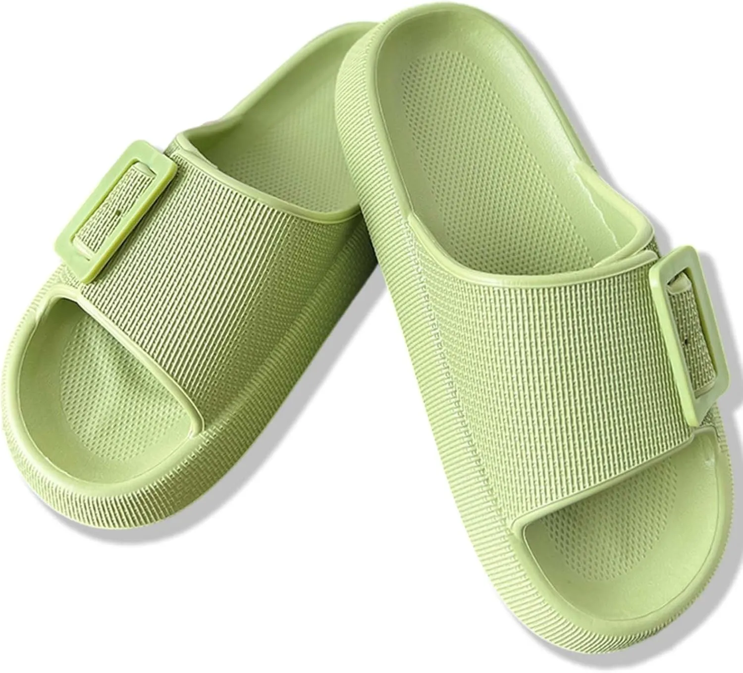 Buckle Rubber Arch Support Pillow Slippers Comfy Cloud Slippers Thick Sole EVA Soft Cushion Slides Open Toe Quick Drying Spa Bath Pool House Casual Shower Sandals Indoor Outdoor,Black 35-36