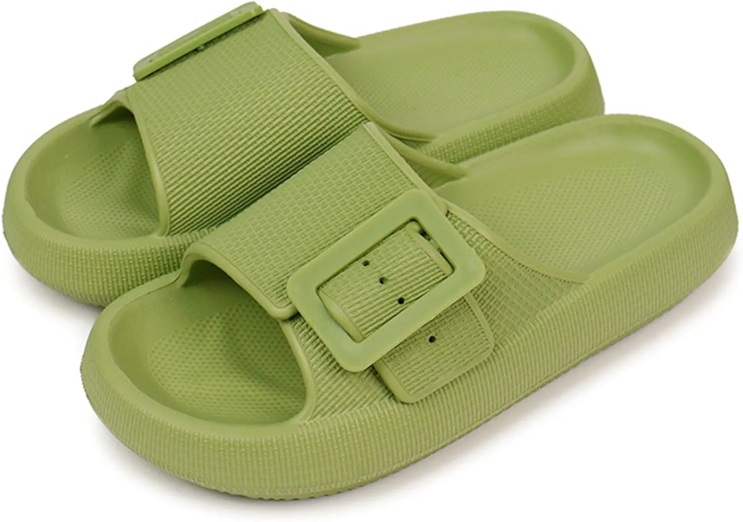 Buckle Rubber Arch Support Pillow Slippers Comfy Cloud Slippers Thick Sole EVA Soft Cushion Slides Open Toe Quick Drying Spa Bath Pool House Casual Shower Sandals Indoor Outdoor,Black 35-36