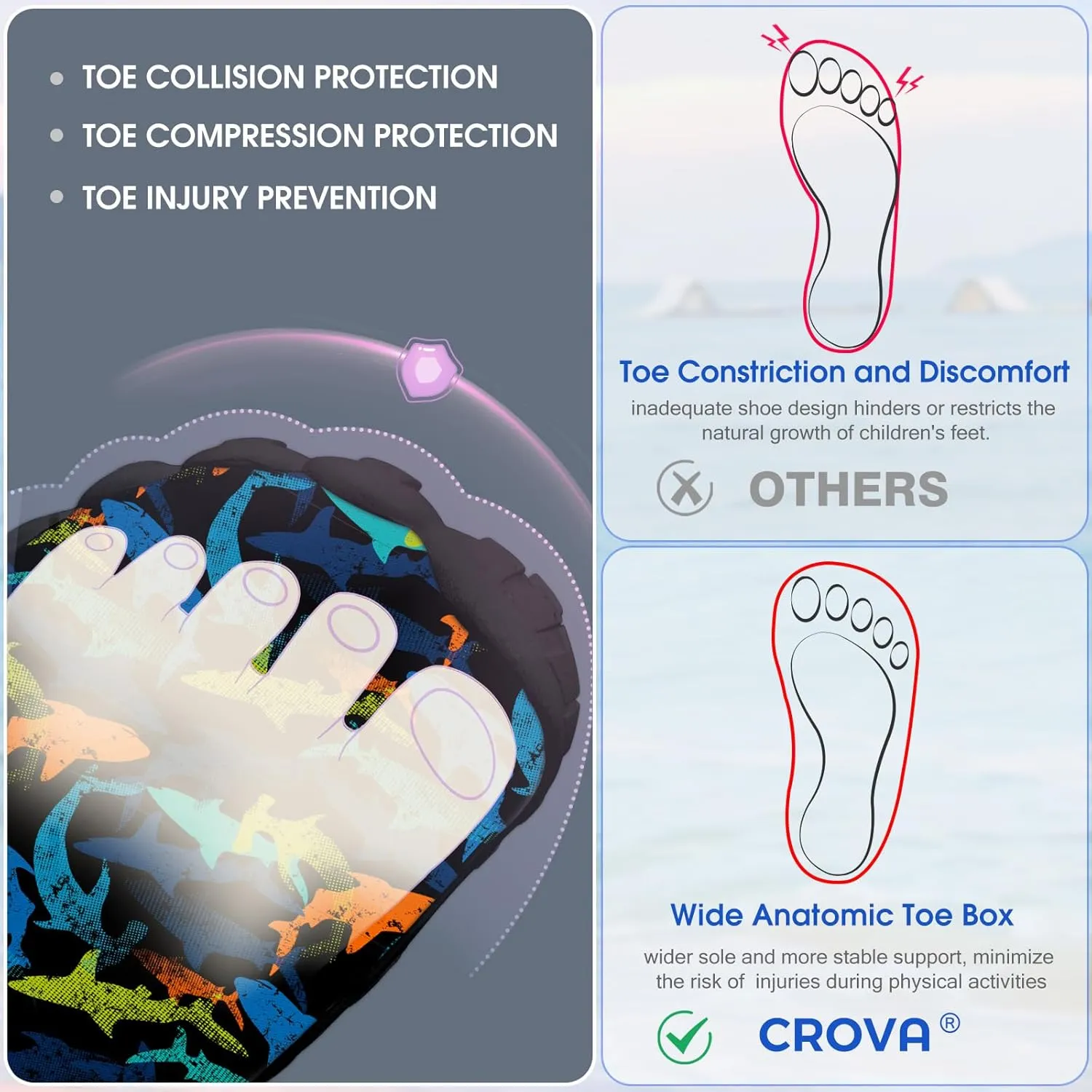 Built-in Heel Grips Water Shoes for Kids Girls Boys Hiking Wide Barefoot Swim Beach Pool Big Kid