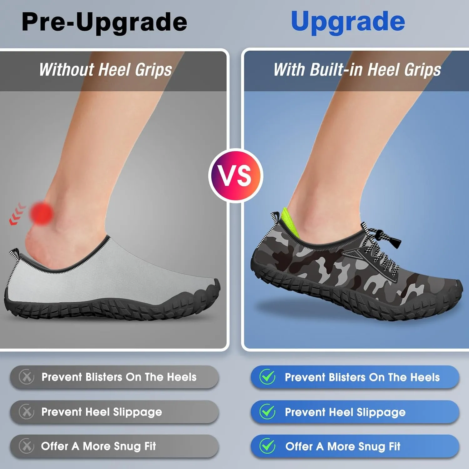 Built-in Heel Grips Water Shoes for Kids Girls Boys Hiking Wide Barefoot Swim Beach Pool Big Kid