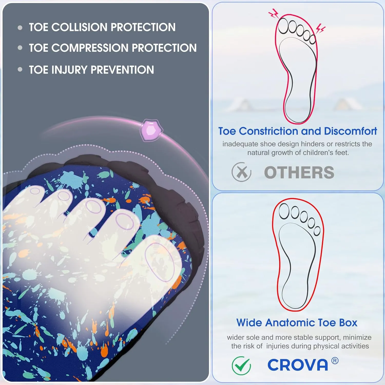 Built-in Heel Grips Water Shoes for Kids Girls Boys Hiking Wide Barefoot Swim Beach Pool Big Kid