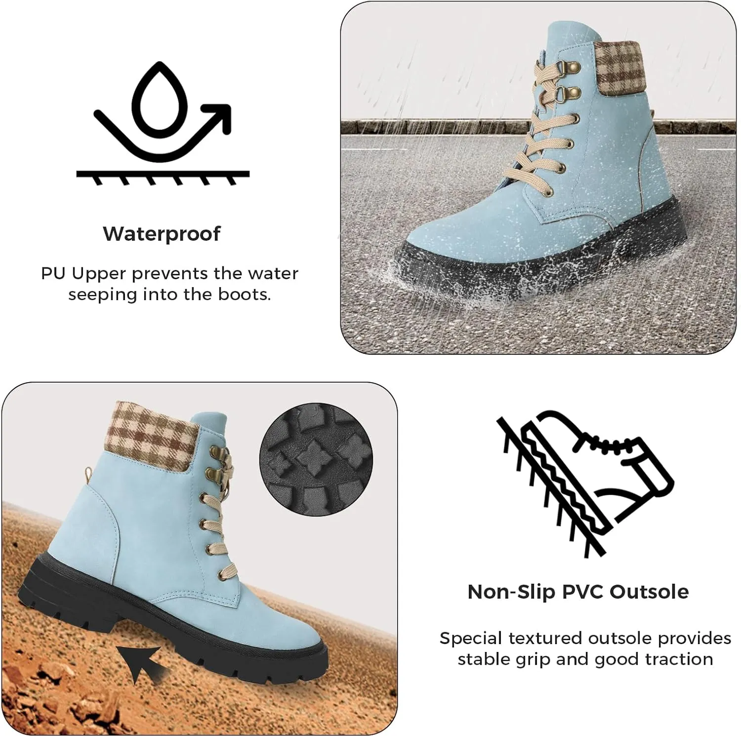 CHINMOON Women's Waterproof Backpacking Boots Non Slip Ankle Hiking Casual Shoes