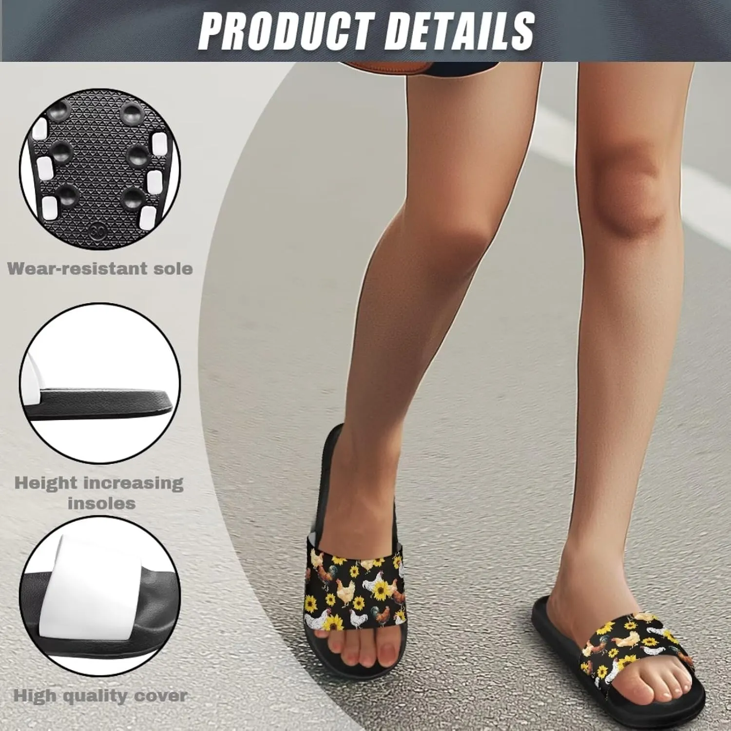Coloranimal Slippers for Women Summer Beach Sandals House Slippers Shower Shoes Slide Sandals Women Non Slip Beach Shoes