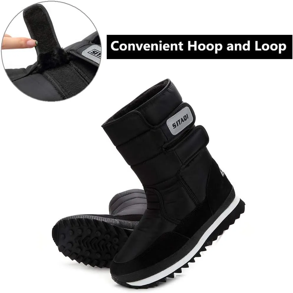 DADAWEN Mens Womens Waterproof Warm Fur Lined Cold Weather Outdoor Winter Snow Boots