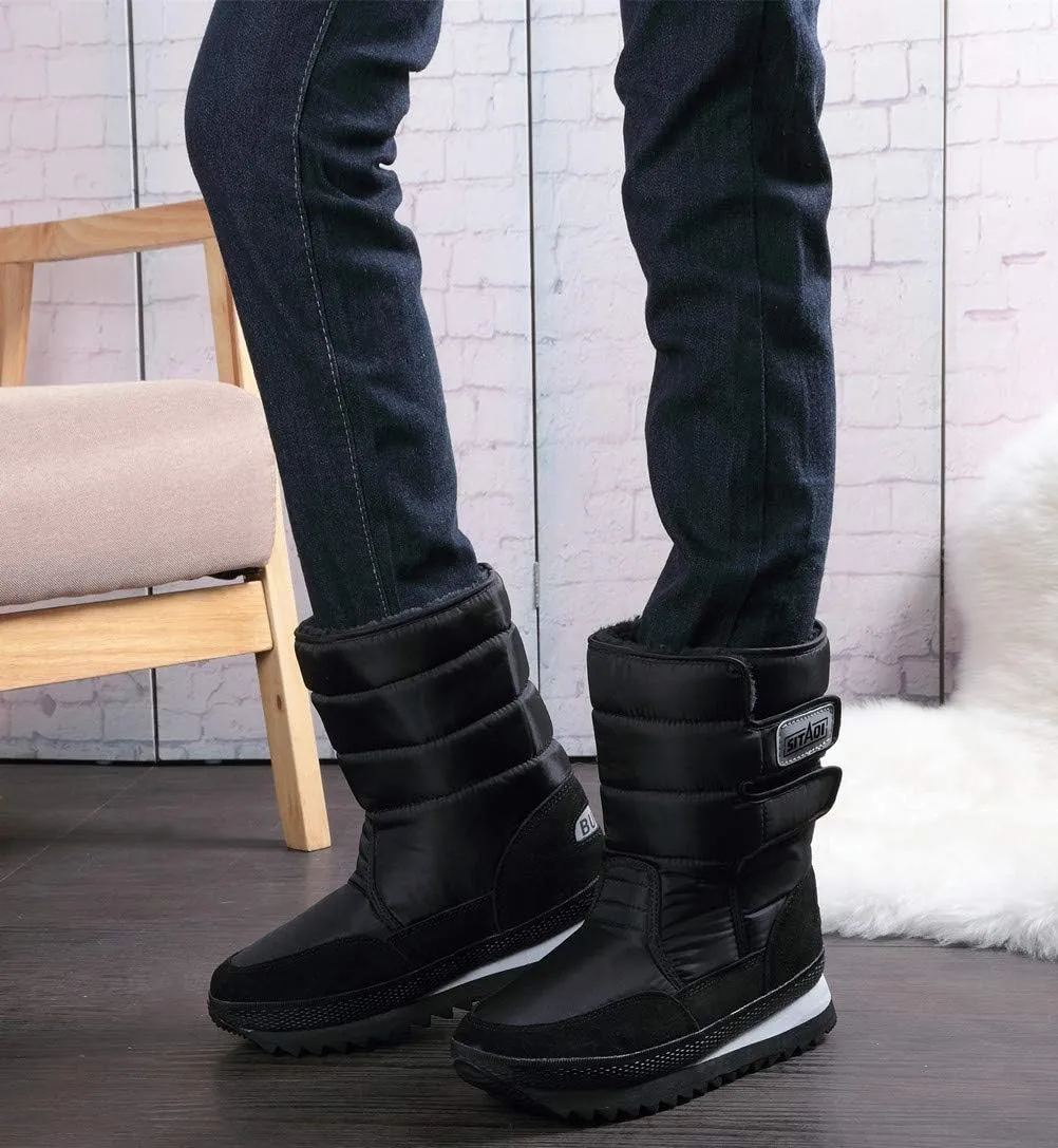 DADAWEN Mens Womens Waterproof Warm Fur Lined Cold Weather Outdoor Winter Snow Boots