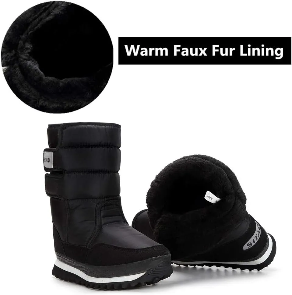 DADAWEN Mens Womens Waterproof Warm Fur Lined Cold Weather Outdoor Winter Snow Boots