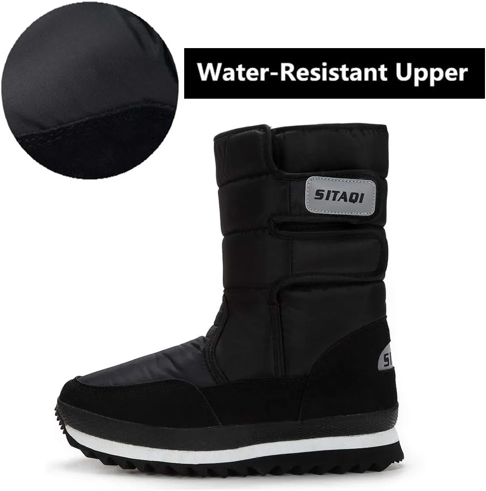DADAWEN Mens Womens Waterproof Warm Fur Lined Cold Weather Outdoor Winter Snow Boots