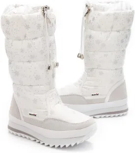 DADAWEN Women's Winter Waterproof Fur Lined Frosty Snow Boots