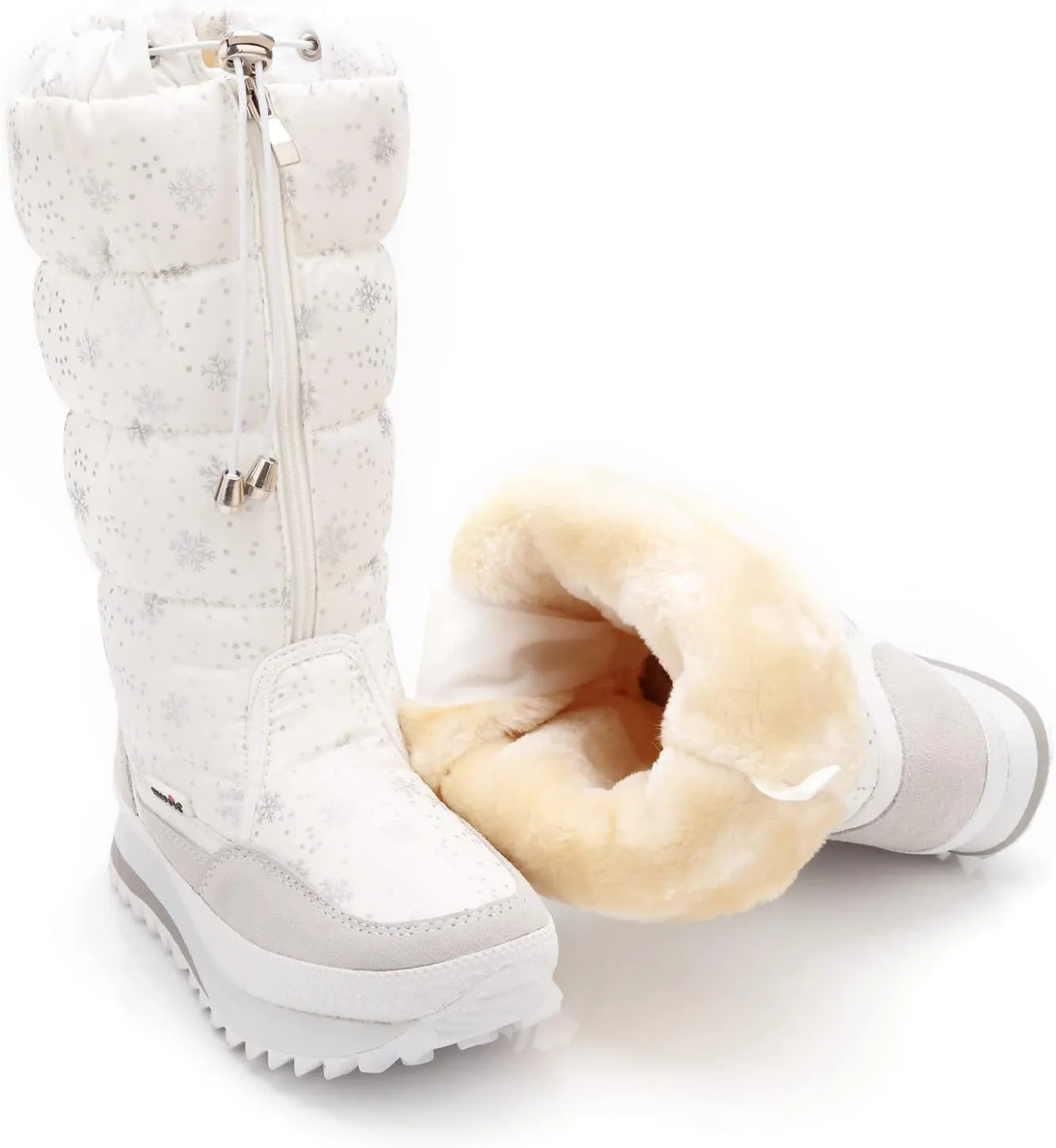 DADAWEN Women's Winter Waterproof Fur Lined Frosty Snow Boots