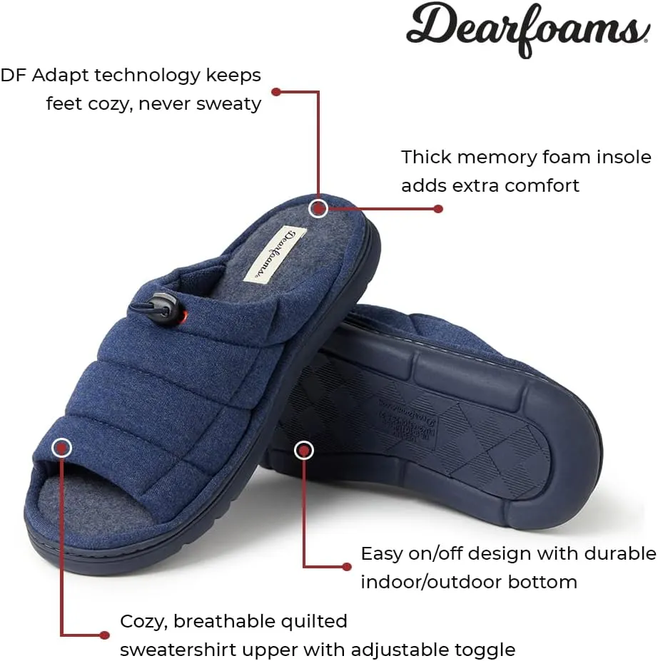 Dearfoams Men's Adrian Quilted Memory Foam Sweatshirt Slide Slipper
