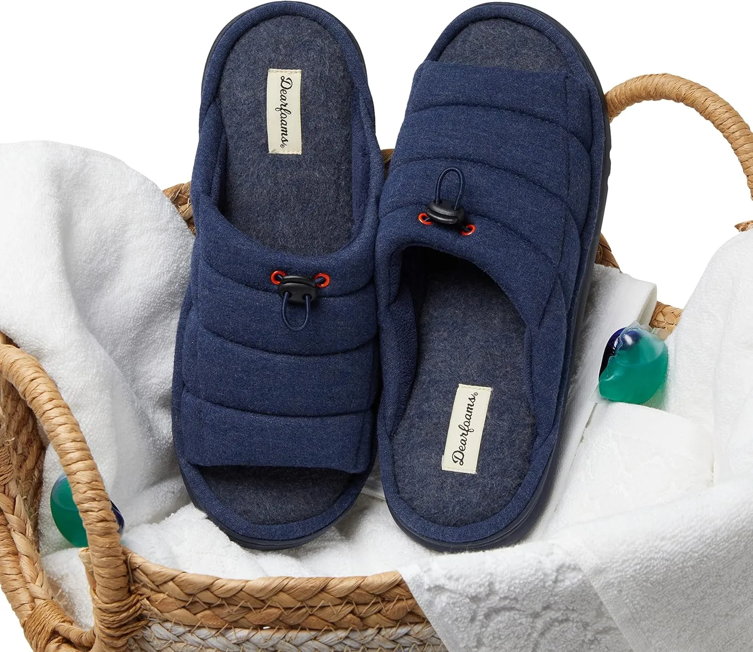 Dearfoams Men's Adrian Quilted Memory Foam Sweatshirt Slide Slipper