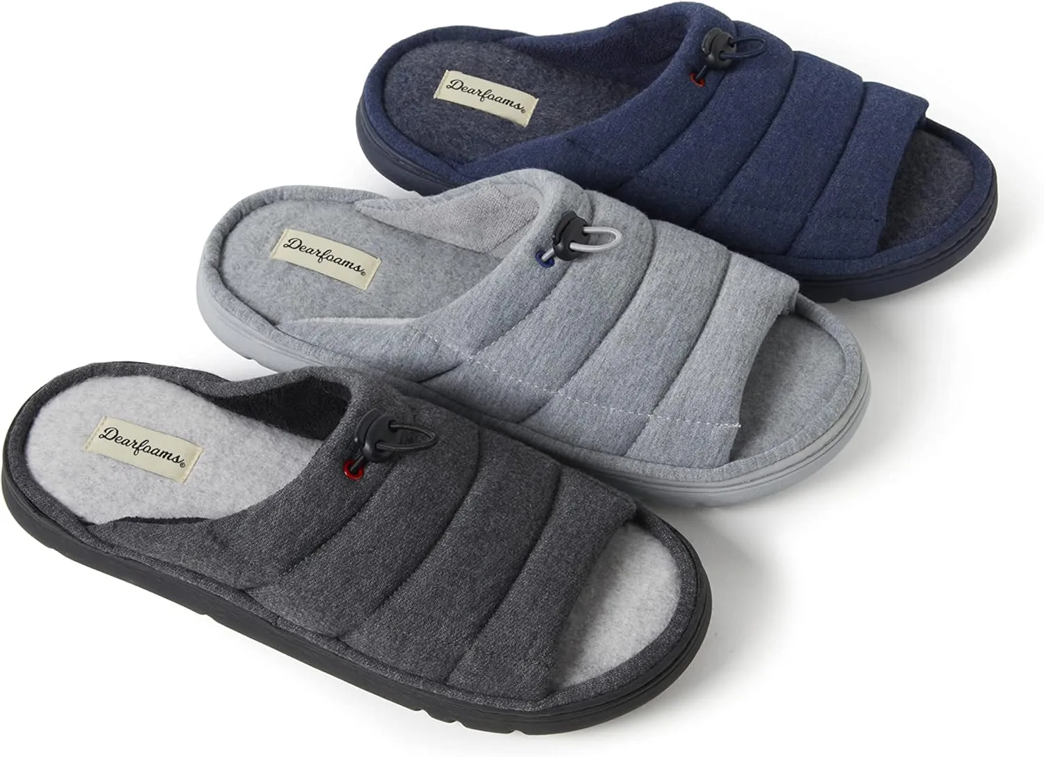 Dearfoams Men's Adrian Quilted Memory Foam Sweatshirt Slide Slipper