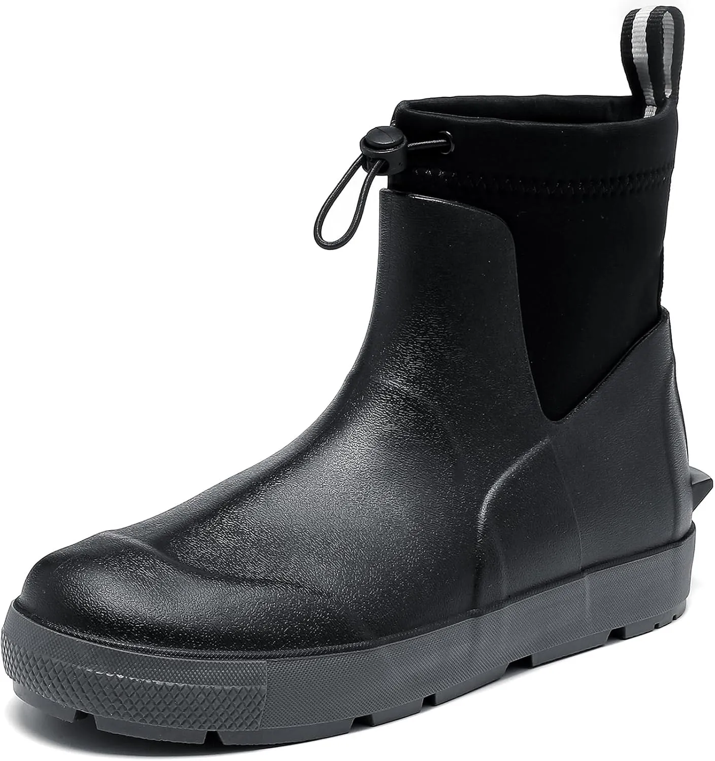 Deck Boots For Men Anti-Slip, Waterproof Ankle Rain Boots, Rubber Outdoor Fishing Footwear, Chelsea Garden Work Water Shoes, Size 6.5-12