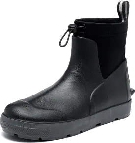 Deck Boots For Men Anti-Slip, Waterproof Ankle Rain Boots, Rubber Outdoor Fishing Footwear, Chelsea Garden Work Water Shoes, Size 6.5-12