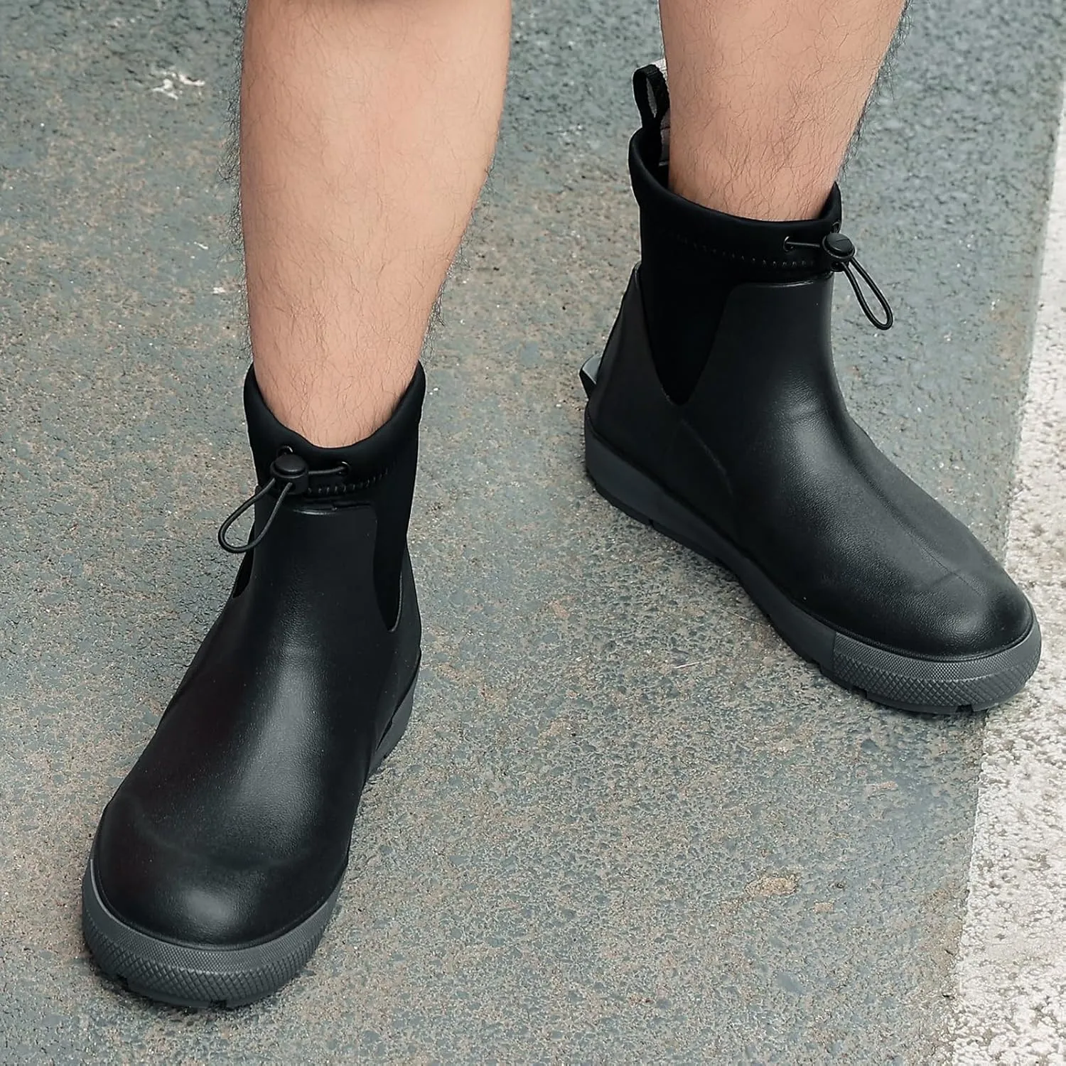 Deck Boots For Men Anti-Slip, Waterproof Ankle Rain Boots, Rubber Outdoor Fishing Footwear, Chelsea Garden Work Water Shoes, Size 6.5-12