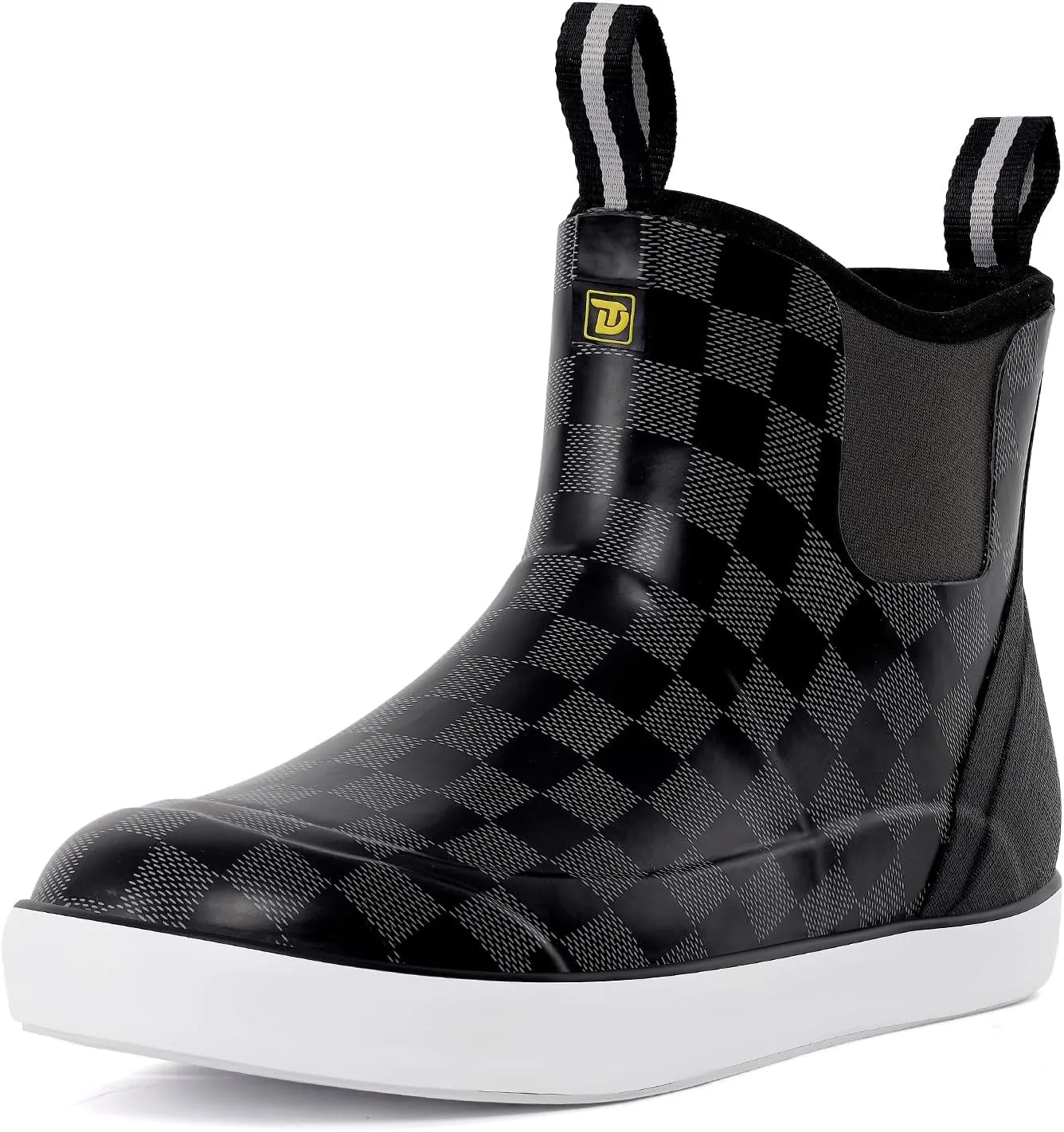 Deck Boots for Men, Men's Waterproof Insulated Reliable Rain Boots, Anti-Slip Ankle Rubber Boots with High-Traction for Fishing Boating, Size 6-14