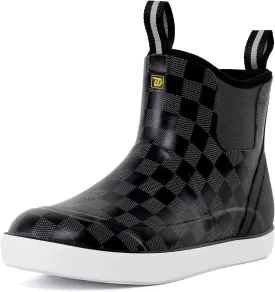 Deck Boots for Men, Men's Waterproof Insulated Reliable Rain Boots, Anti-Slip Ankle Rubber Boots with High-Traction for Fishing Boating, Size 6-14
