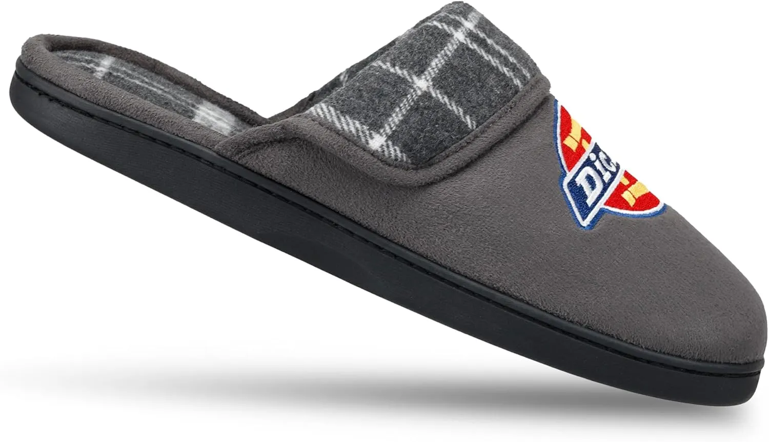 Dickies Men's Slide-on Memory Foam Scuff Slipper with Embroidered Logo-Indoor/Outdoor Sole