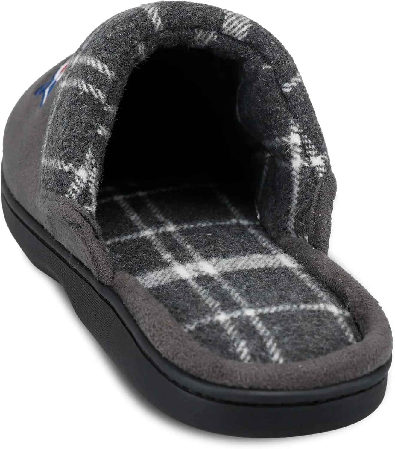 Dickies Men's Slide-on Memory Foam Scuff Slipper with Embroidered Logo-Indoor/Outdoor Sole