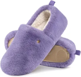 EverFoams Women's Closed Back Slippers Fuzzy Faux Wool Soft Lightweight Non Slip House Shoes