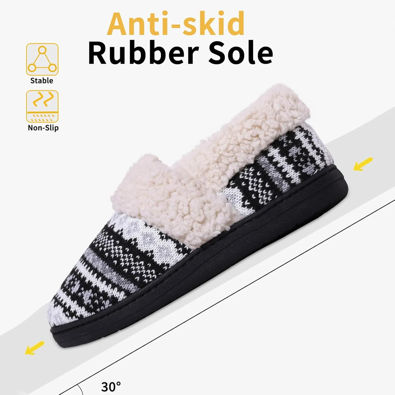 Evshine Women's Fuzzy Memory Foam Slippers, Closed Back Knit Bedroom Slippers, Slip-On Warm House Shoes for Indoor & Outdoor Comfort
