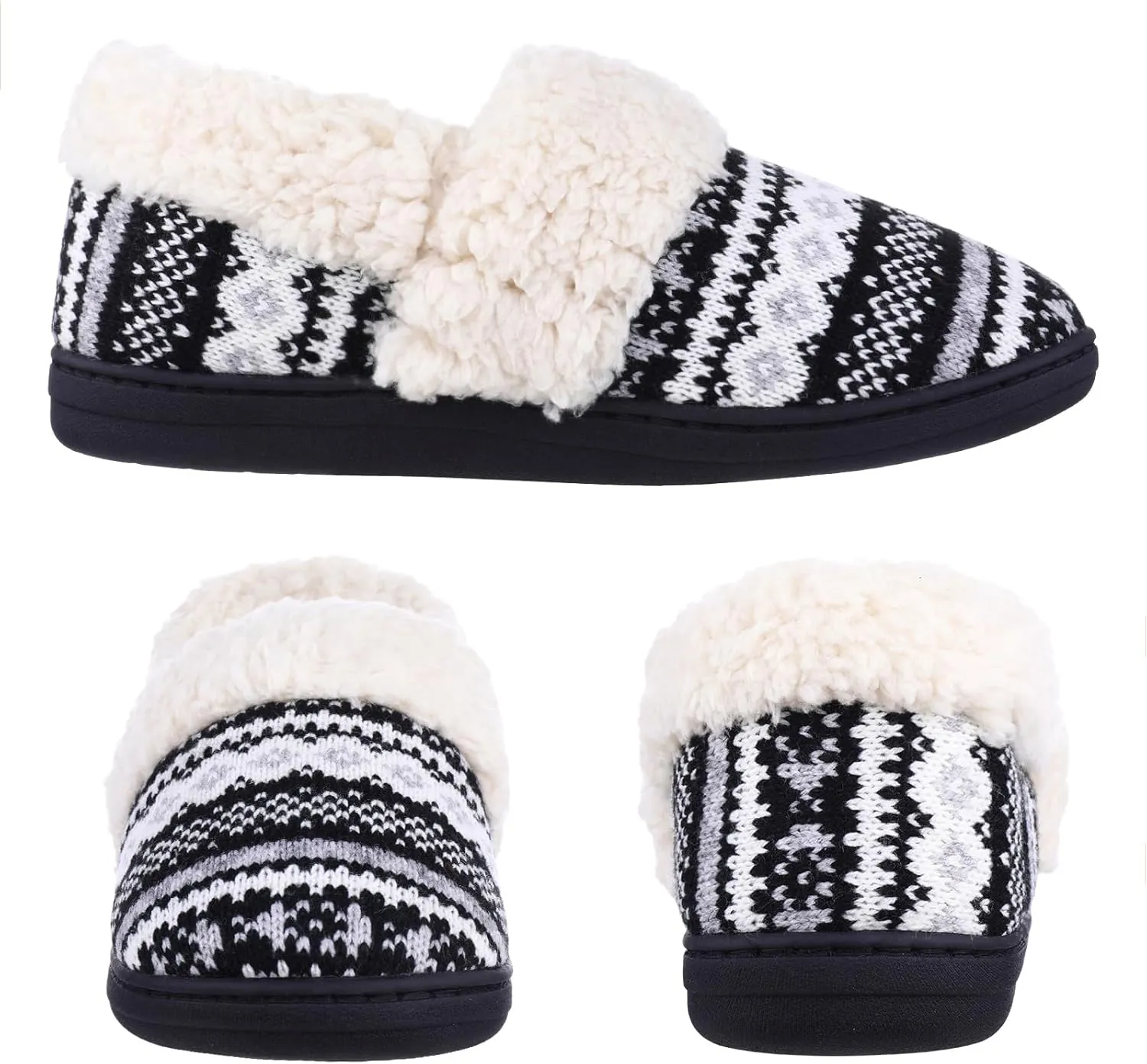 Evshine Women's Fuzzy Memory Foam Slippers, Closed Back Knit Bedroom Slippers, Slip-On Warm House Shoes for Indoor & Outdoor Comfort