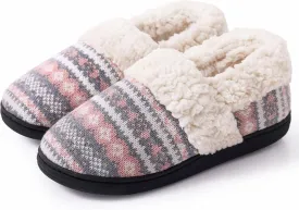 Evshine Women's Fuzzy Memory Foam Slippers, Closed Back Knit Bedroom Slippers, Slip-On Warm House Shoes for Indoor & Outdoor Comfort