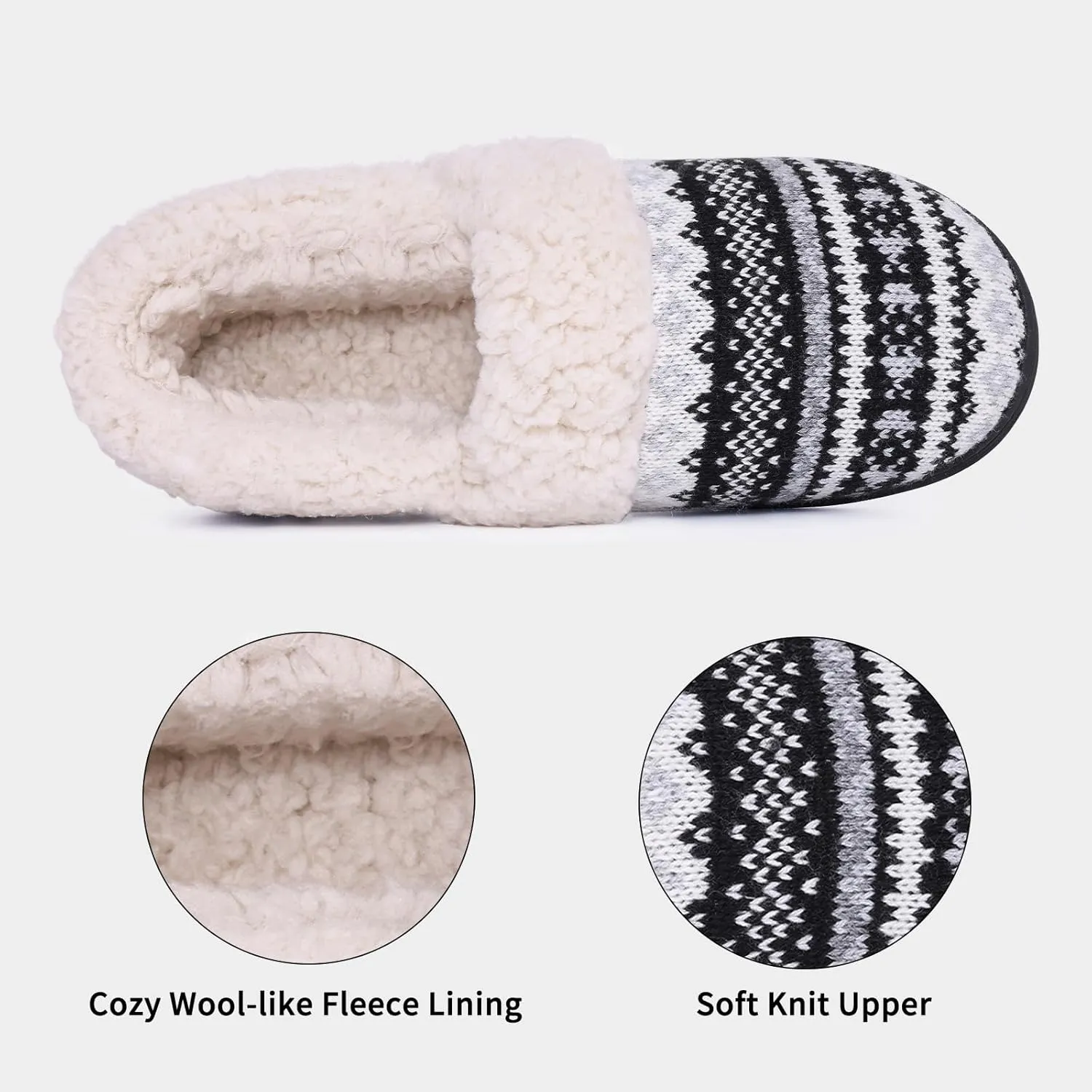 Evshine Women's Fuzzy Memory Foam Slippers, Closed Back Knit Bedroom Slippers, Slip-On Warm House Shoes for Indoor & Outdoor Comfort