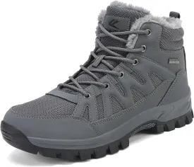 FLARUT Mens Snow Boots Insulated Fur Liner Winter Warm Hiking Shoes Walking Sneaker
