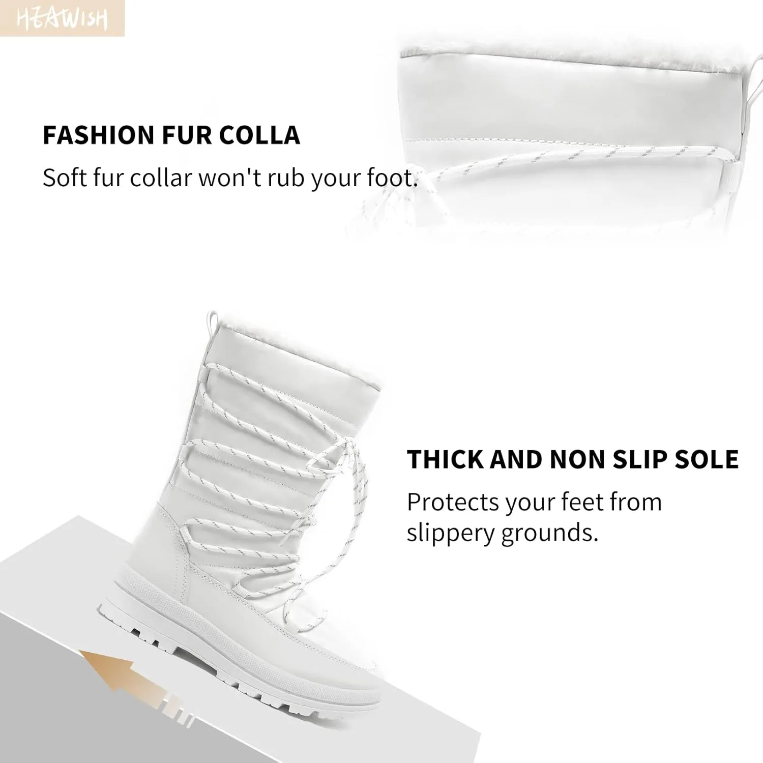 HEAWISH Womens Winter Snow Boot Fur Lined Mid Calf Warm Boots
