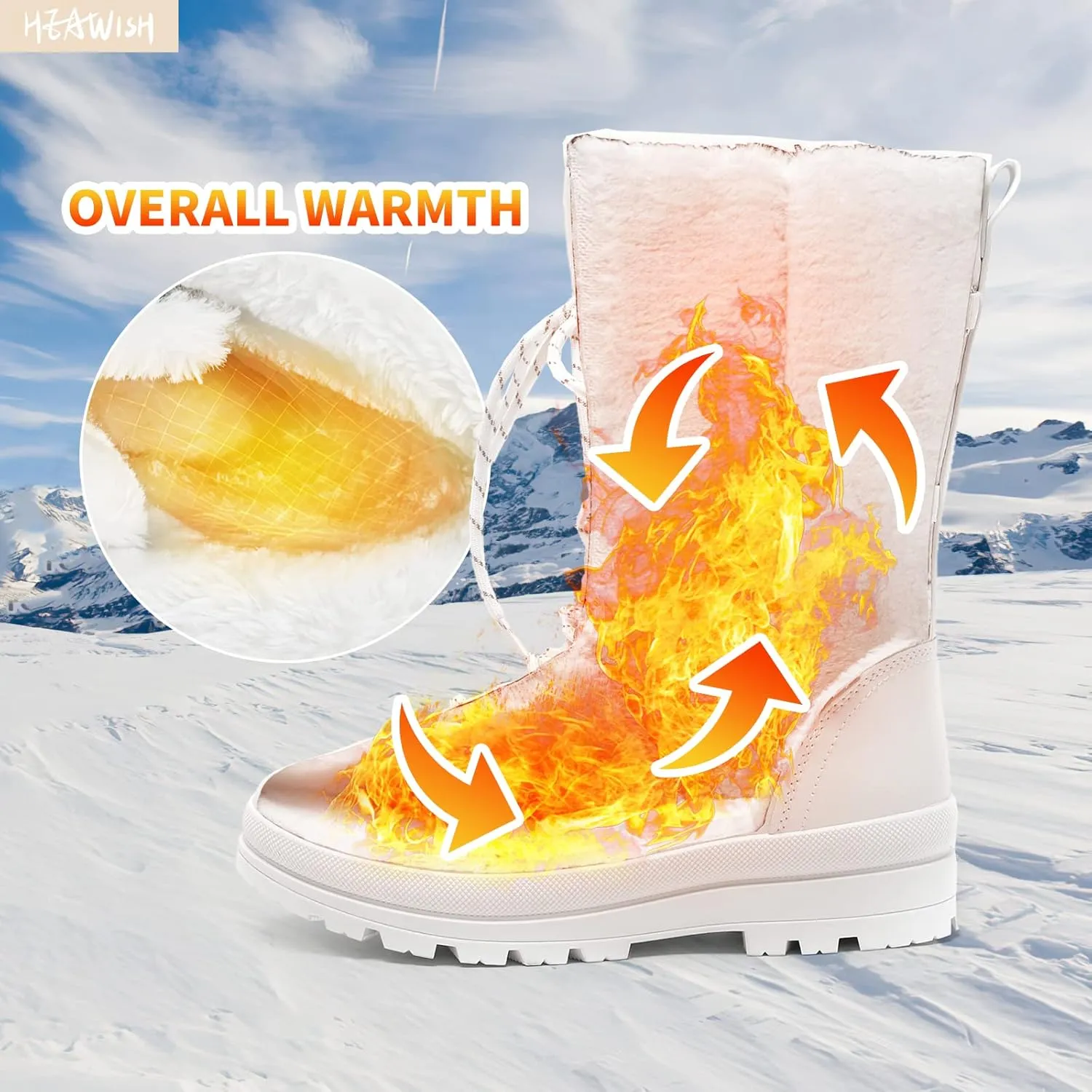 HEAWISH Womens Winter Snow Boot Fur Lined Mid Calf Warm Boots