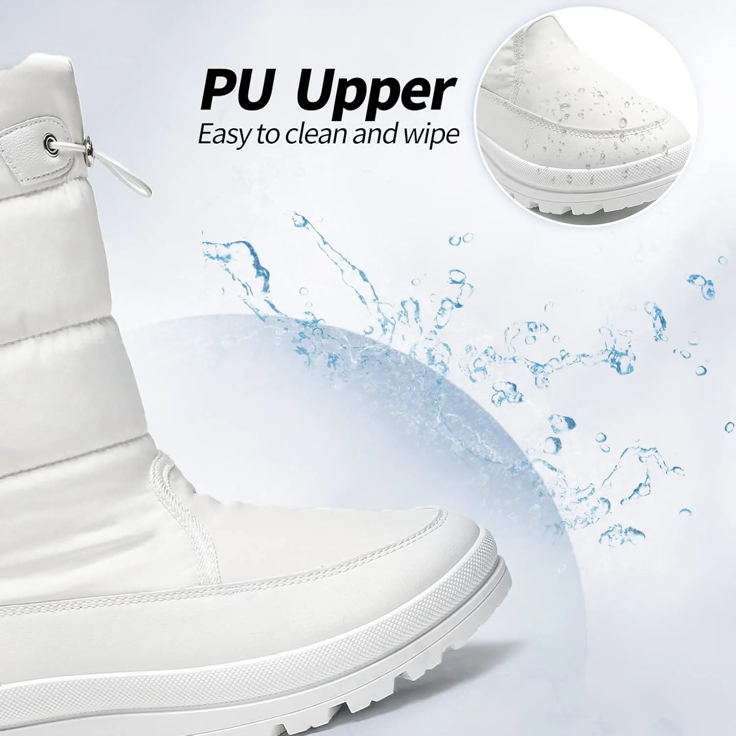 HYPOCRUTE Women's Warm Snow Boots with Fur Lined Black and White Wide Winter Boots Water-resistant Mid Calf Boots for Hiking,Working,Outdoors