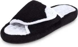 isotoner Women's Terry Spa Slip On Slide Slipper with Memory Foam for Indoor/Outdoor Comfort