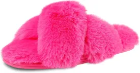 Jessica Simpson Women's Fashion Faux Feather Slide-On Memory Foam Slipper