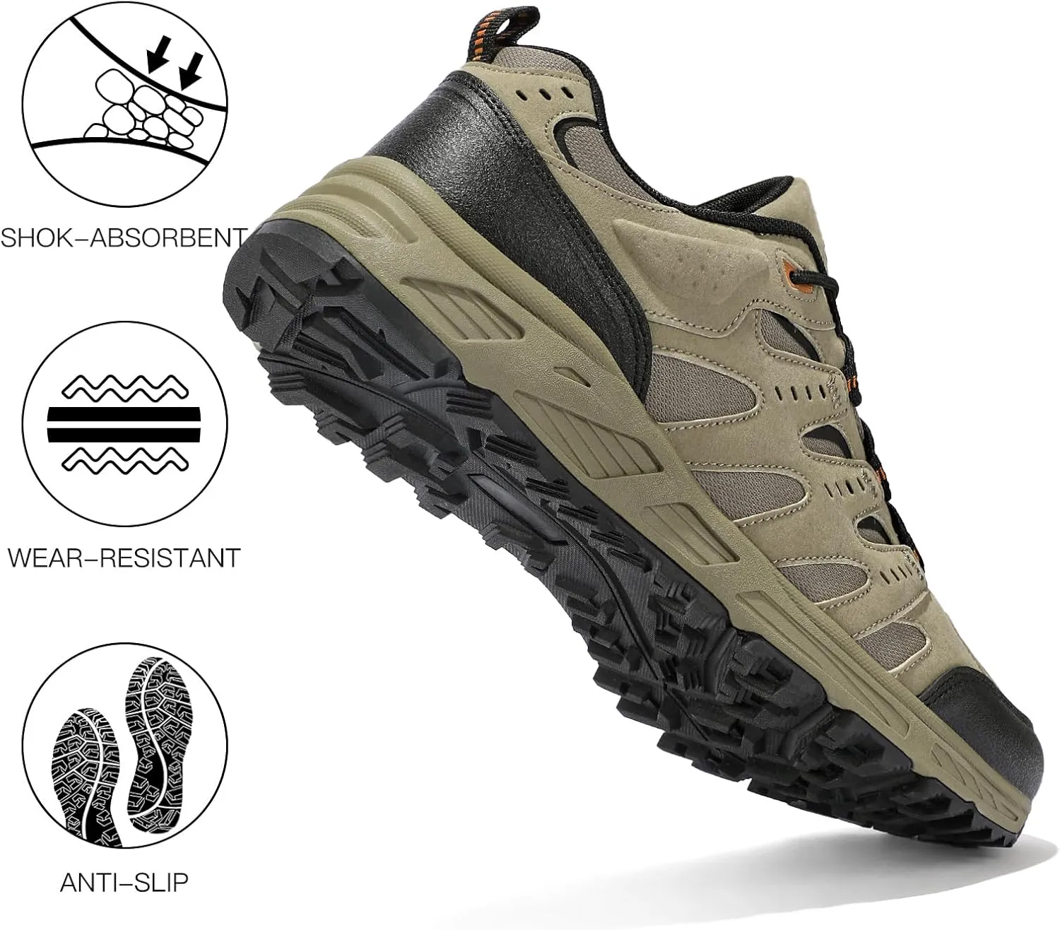 Kricely Men's Low Top Hiking Shoes Waterproof Suede Lightweight Anti Slip Trekking Shoes for Outdoor Trailing Camping Backpacking Running Walking