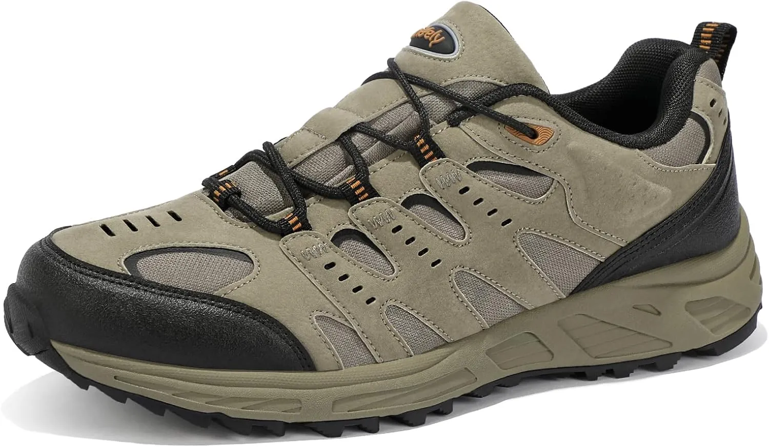 Kricely Men's Low Top Hiking Shoes Waterproof Suede Lightweight Anti Slip Trekking Shoes for Outdoor Trailing Camping Backpacking Running Walking