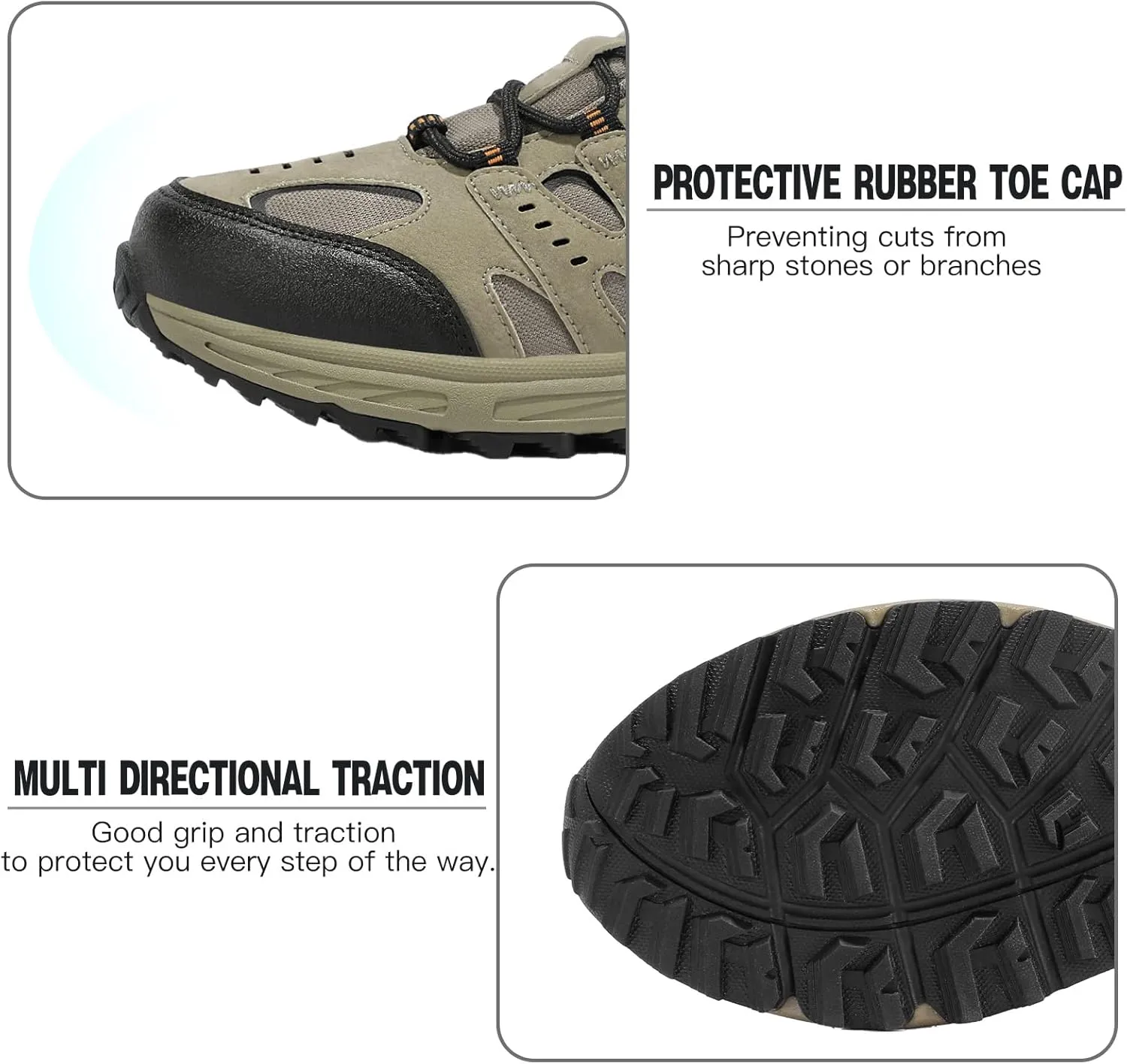 Kricely Men's Low Top Hiking Shoes Waterproof Suede Lightweight Anti Slip Trekking Shoes for Outdoor Trailing Camping Backpacking Running Walking
