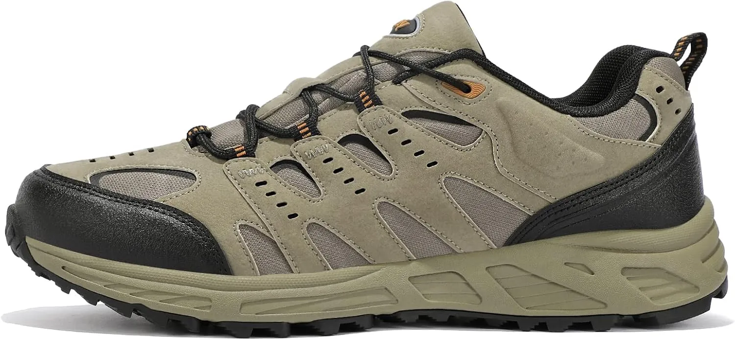 Kricely Men's Low Top Hiking Shoes Waterproof Suede Lightweight Anti Slip Trekking Shoes for Outdoor Trailing Camping Backpacking Running Walking