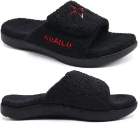KuaiLu Mens Slides Soft Cushion Sport Sandals with Plantar Fasciitis Arch Support Adjustable Open Toe Summer Slippers Slip on Indoor Outdoor Size 7-15