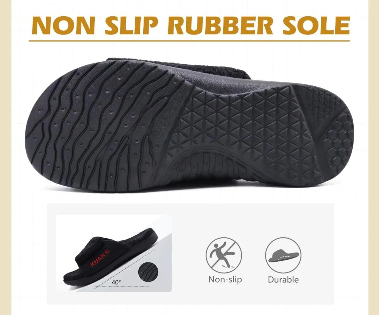 KuaiLu Mens Slides Soft Cushion Sport Sandals with Plantar Fasciitis Arch Support Adjustable Open Toe Summer Slippers Slip on Indoor Outdoor Size 7-15