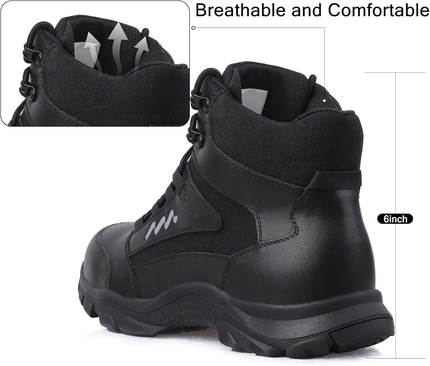 Lightweight Military Tactical Combat Army Boots for Men Anti-Slip Durable Breathable Police Security Duty Work 6 Inch Boots
