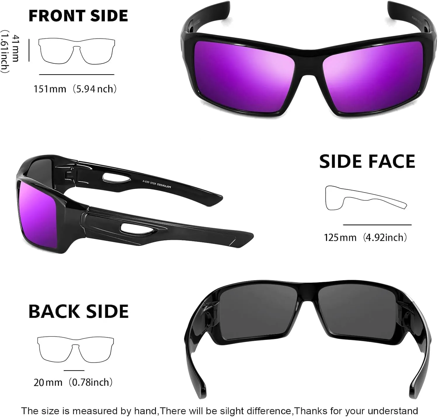 MAXJULI Polarized Wrap Around Sports Sunglasses for Big Heads Men Women UV400 Protection Sun Glasses 8232