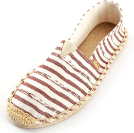 Men's Breathable Canvas Stripe Slip on Flat Espadrilles