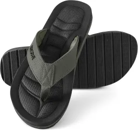 Mens Flip Flops - Comfort Arch Support Slides - Memory Foam Slip On Beach Sandals - Waterproof Open Toe Thong Slippers Summer Footwear