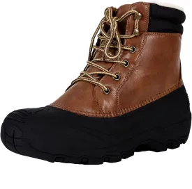 Mens Winter Duck Boots Waterproof Shell Insulated Fur Lined Lace Up Casual Snow Boots Non Slip Outdoor Cold Weather Work Hiking Boot