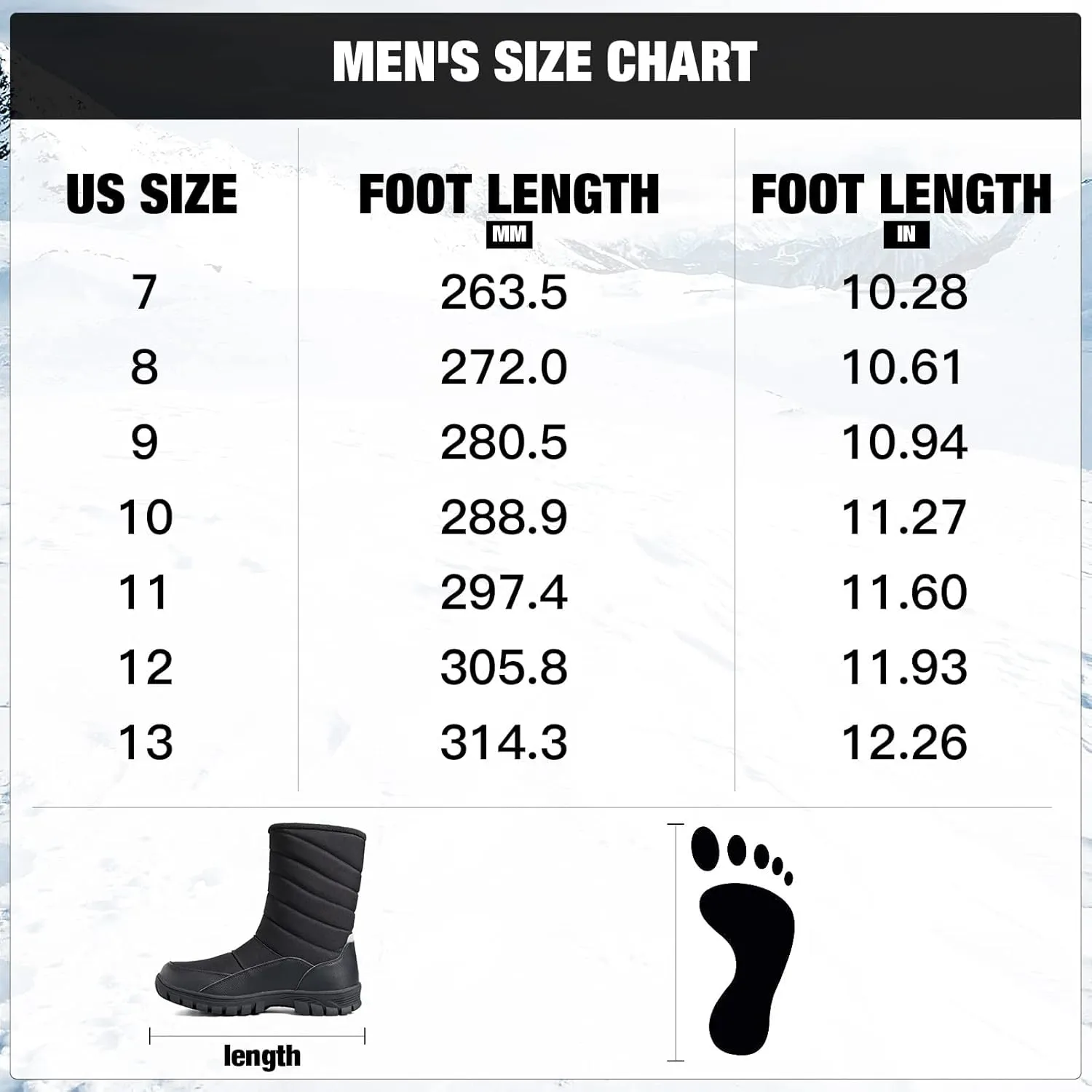 mysoft Mens Winter Snow Boots Waterproof Insulated Mid-Calf Hiking Boot Fur Lined Warm Outdoor Tall Shoes Lightweight